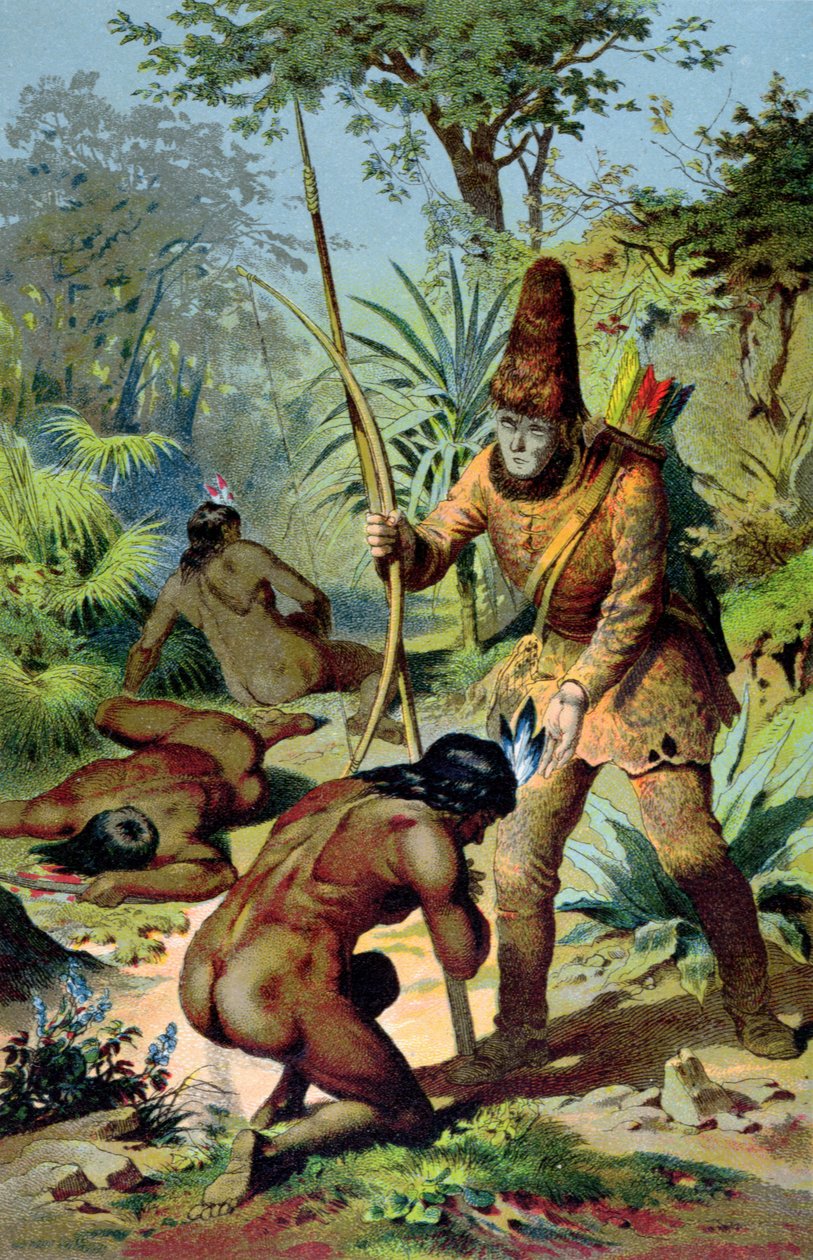 Robinson Crusoe y Viernes, c.1880 de Carl Offterdinger