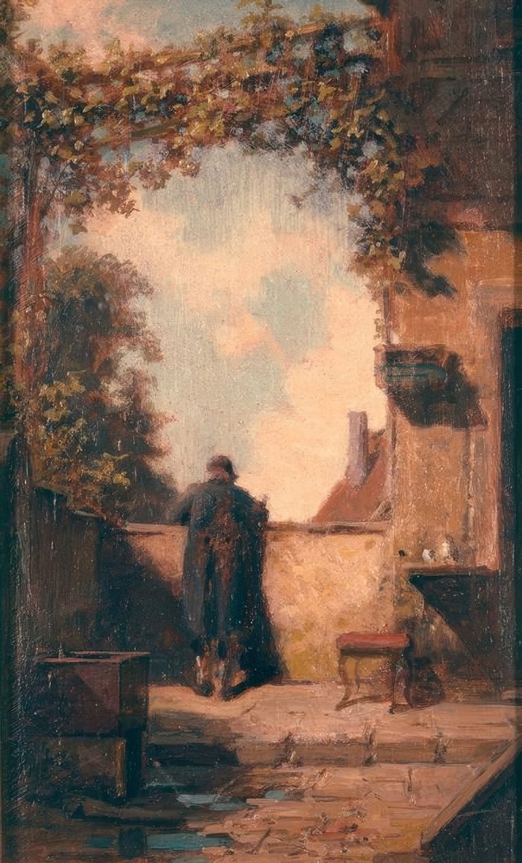 Viejo en la terraza de Carl Spitzweg