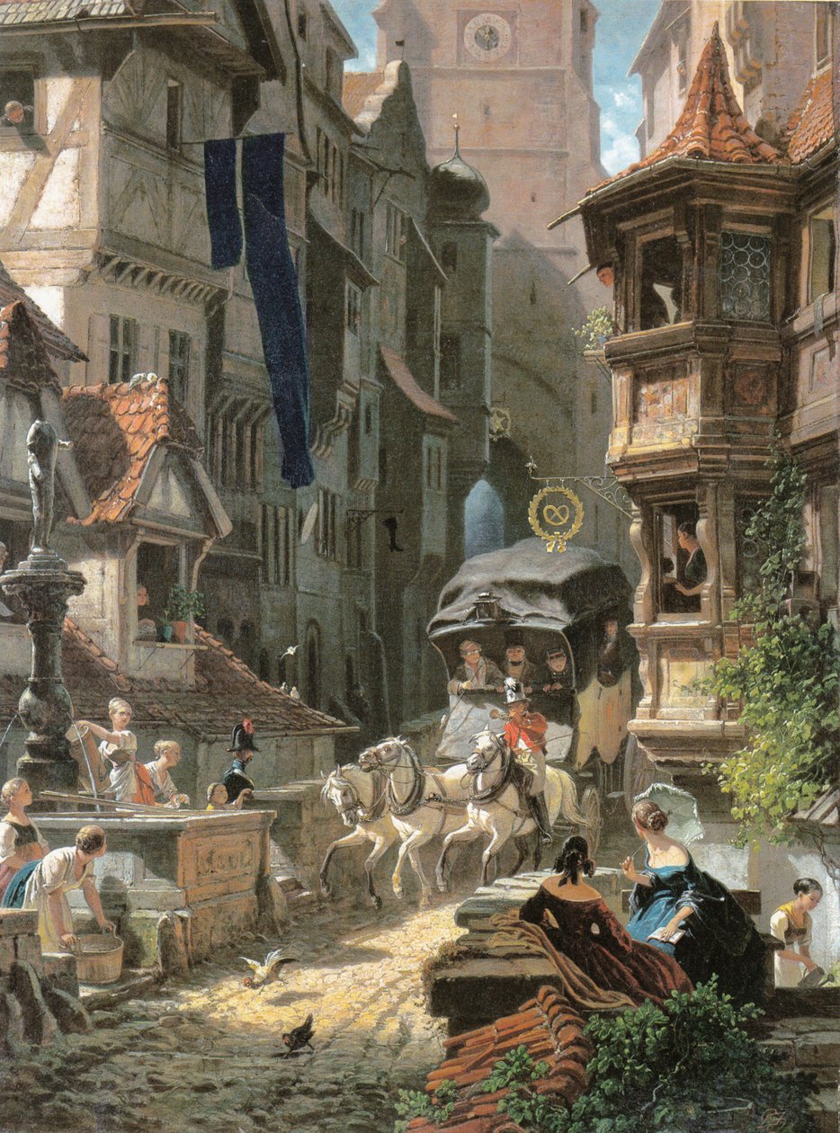 Llegada de la diligencia de Carl Spitzweg