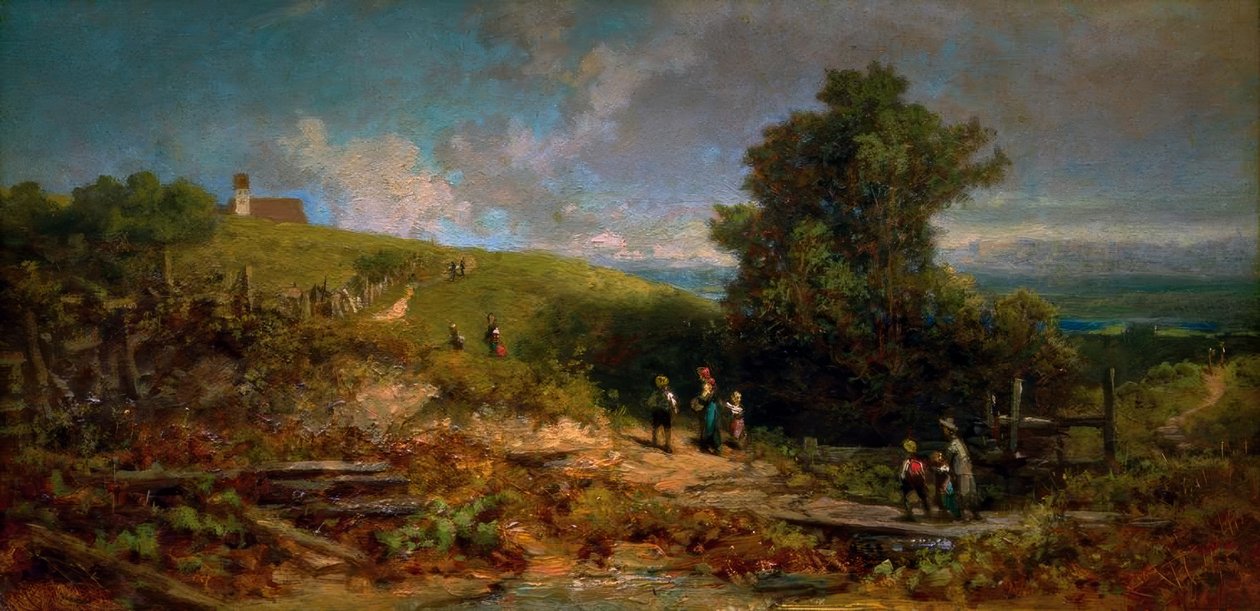 En el sendero de la iglesia de Carl Spitzweg