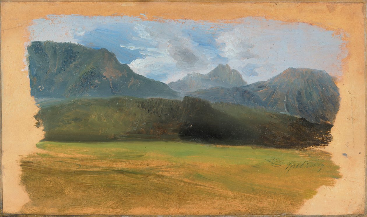 Vista desde Ramsau hacia el macizo de Dachstein de Carl Spitzweg