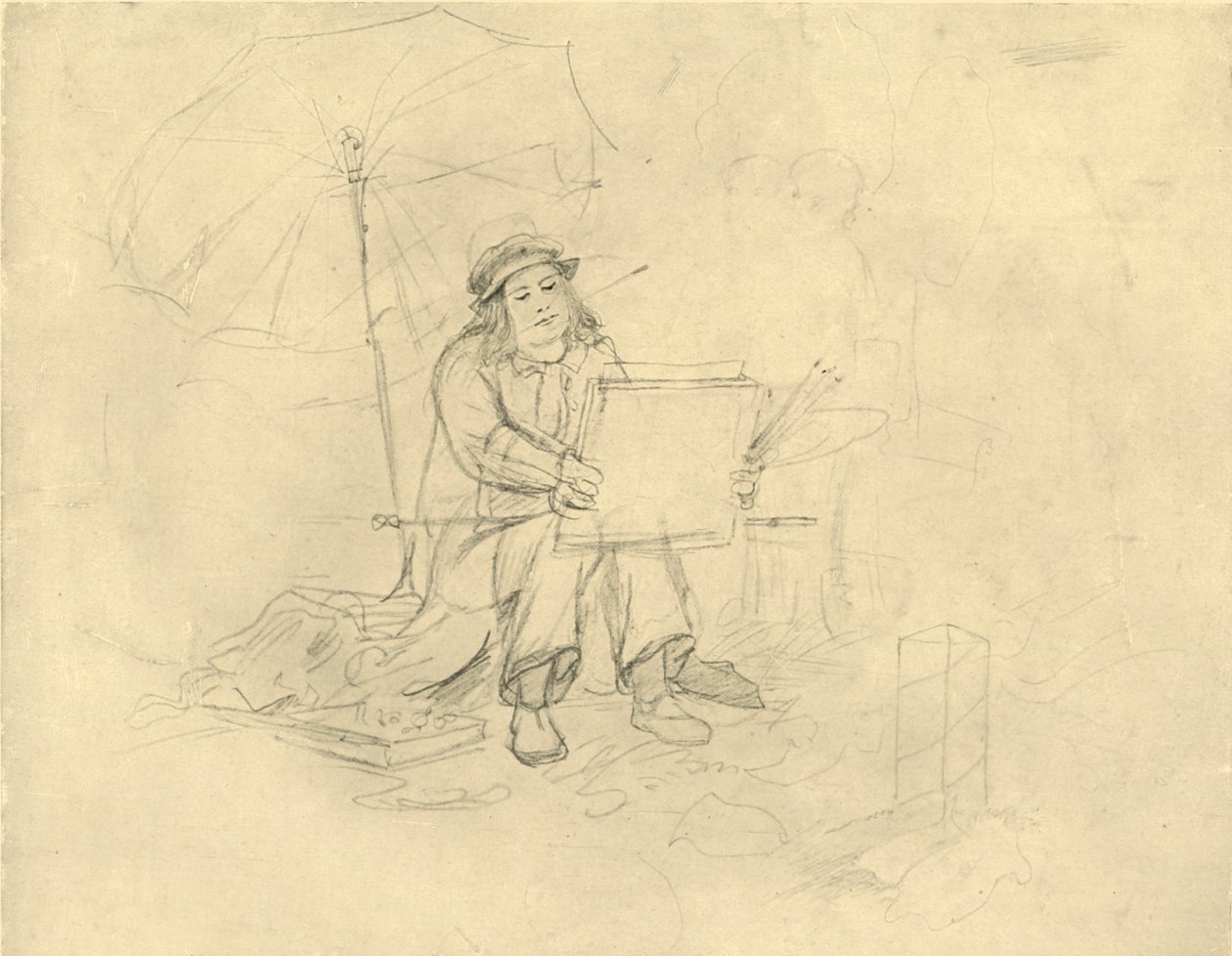 Der Landschaftsmaler II, mediados-finales del siglo XIX, c1924 de Carl Spitzweg