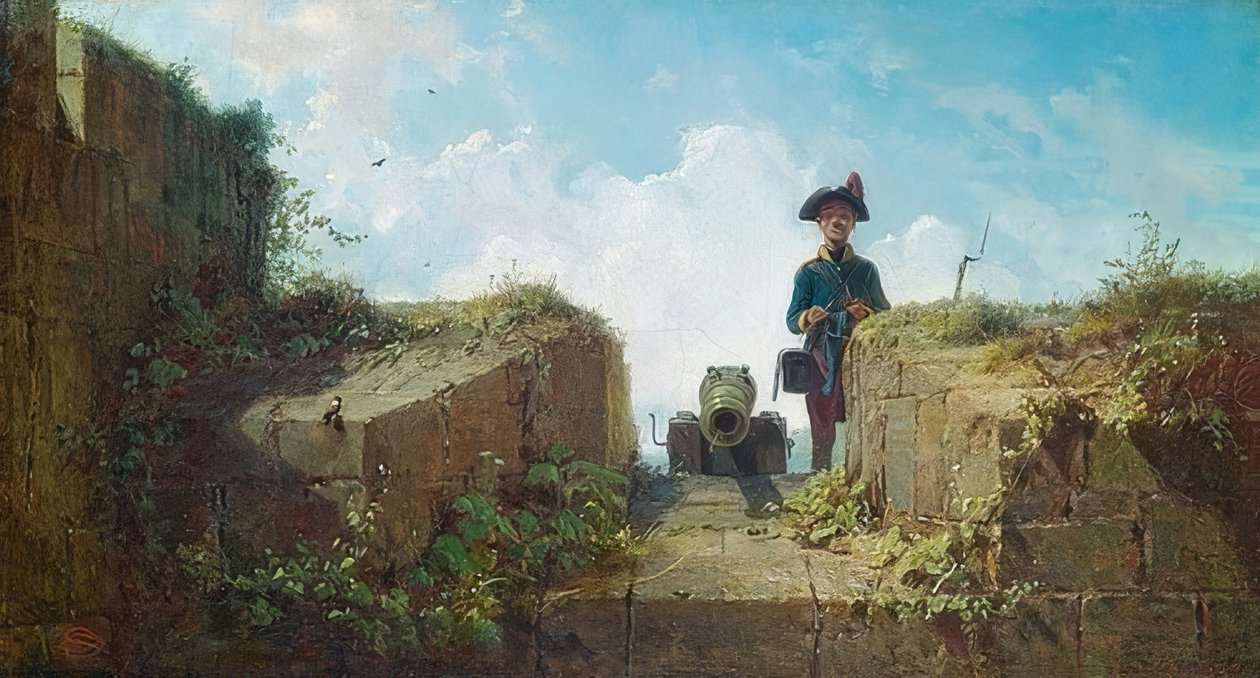 El centinela que teje de Carl Spitzweg