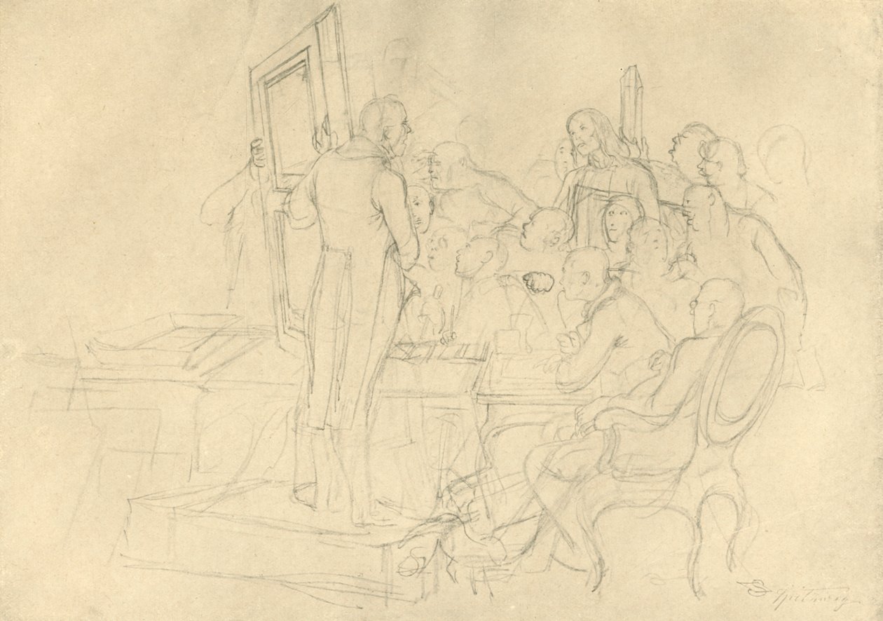 Die Kunstauktion, mediados-finales del siglo XIX, c1924 de Carl Spitzweg