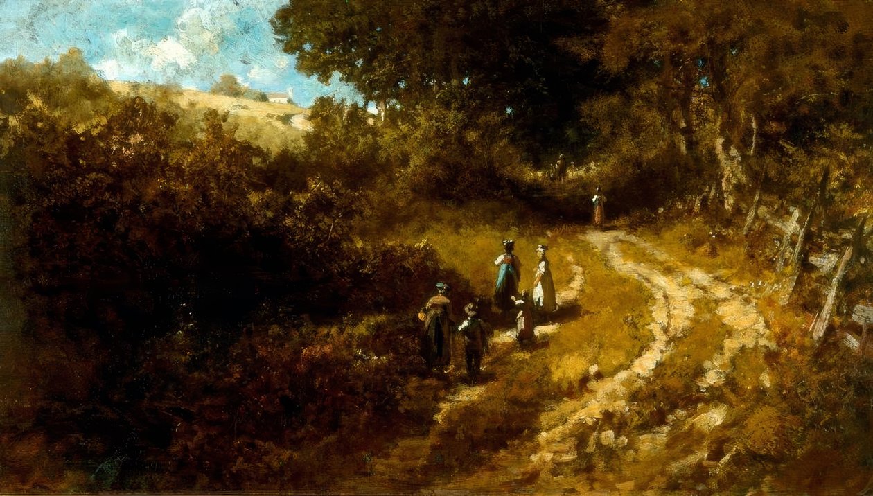 Camino a la iglesia en Dachau de Carl Spitzweg