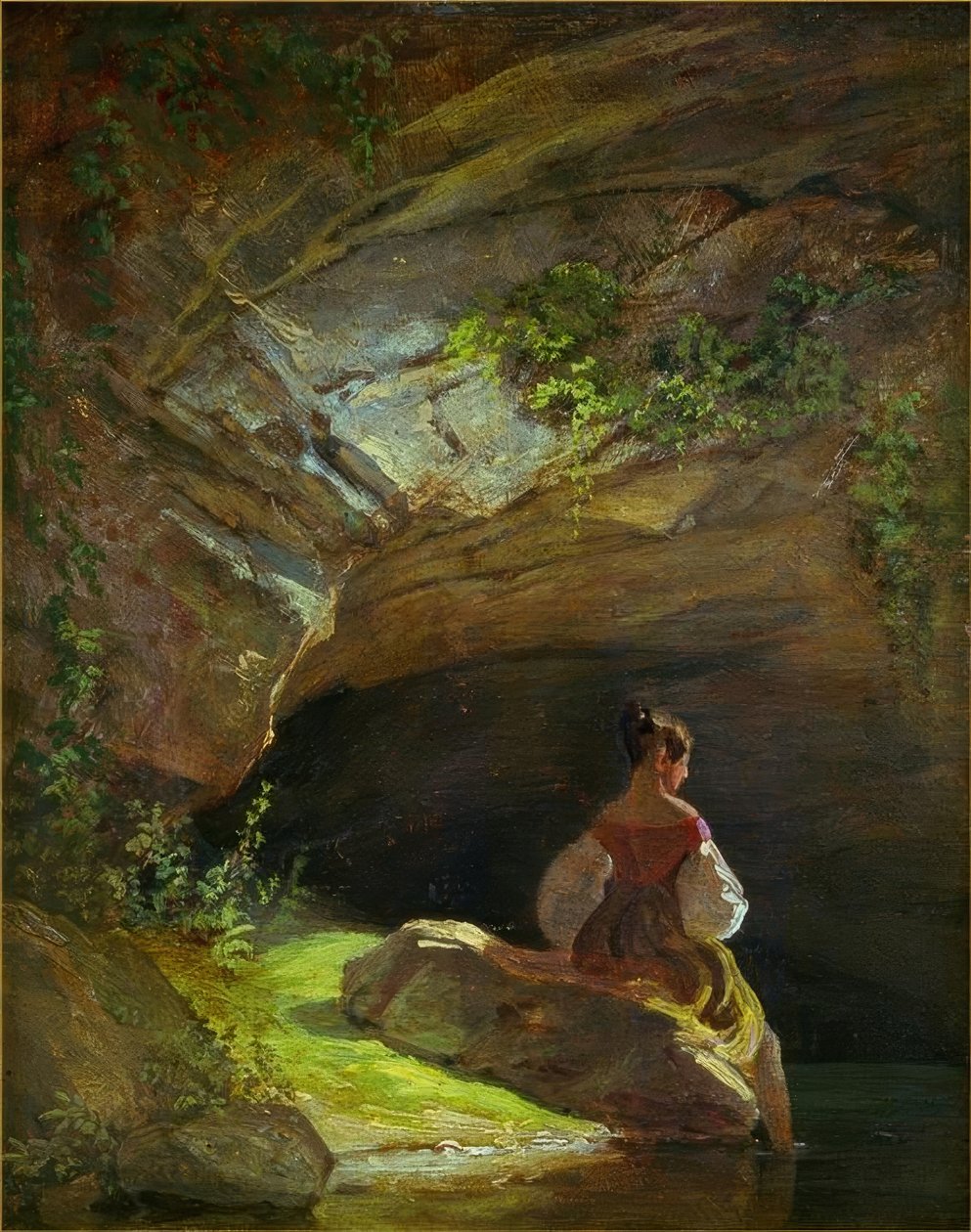 Niña frente a la gruta de Carl Spitzweg