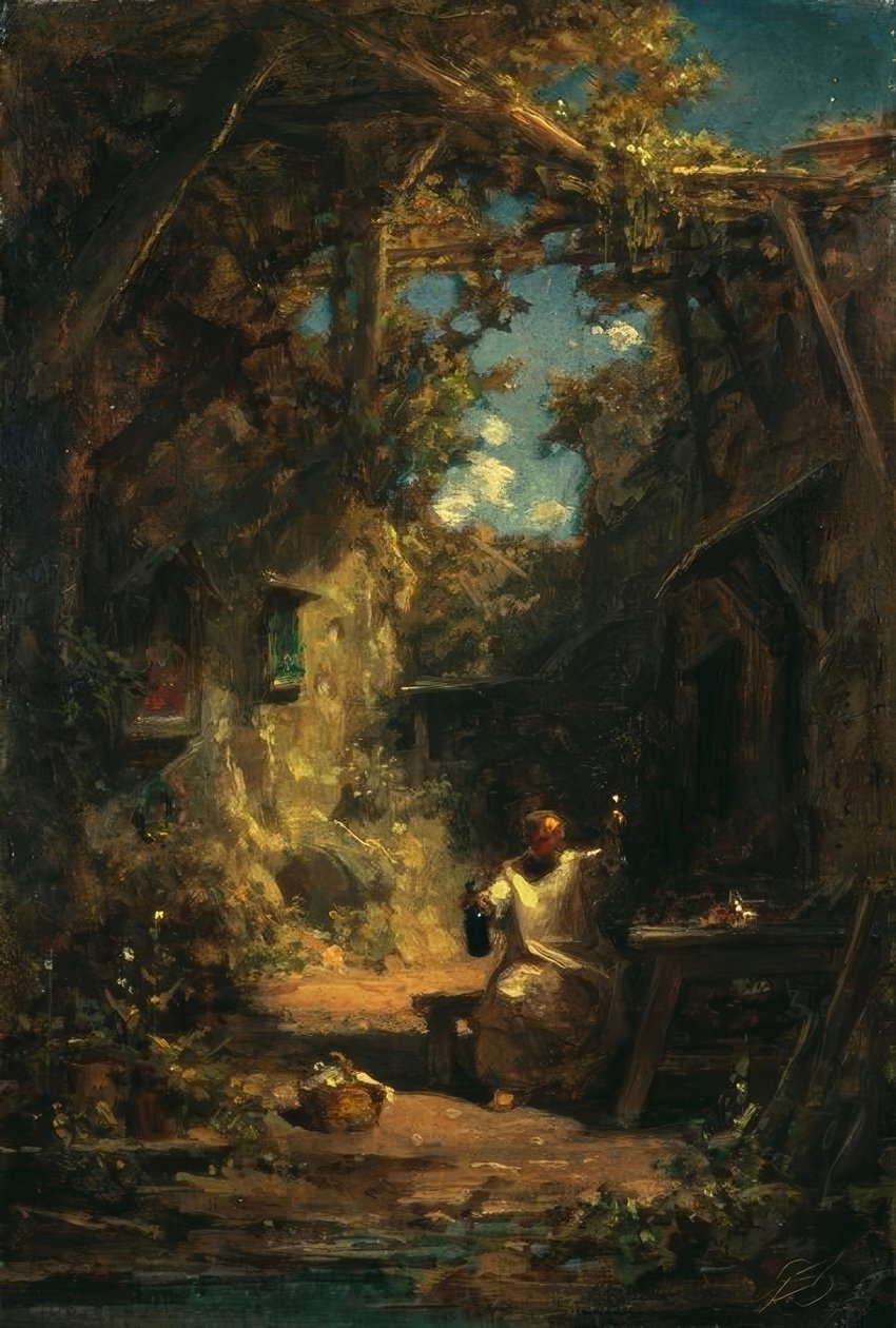 Monje en la cata de vinos de Carl Spitzweg