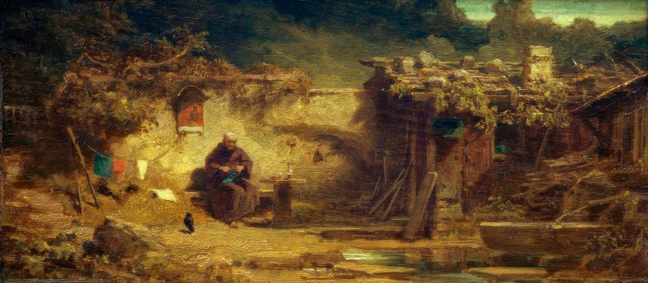 Ermitaño tejiendo de Carl Spitzweg