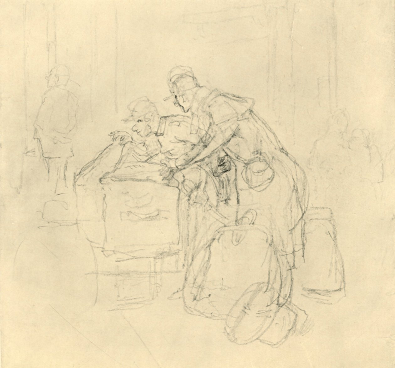 Zollvisitation II, mediados-finales del siglo XIX, c1924 de Carl Spitzweg