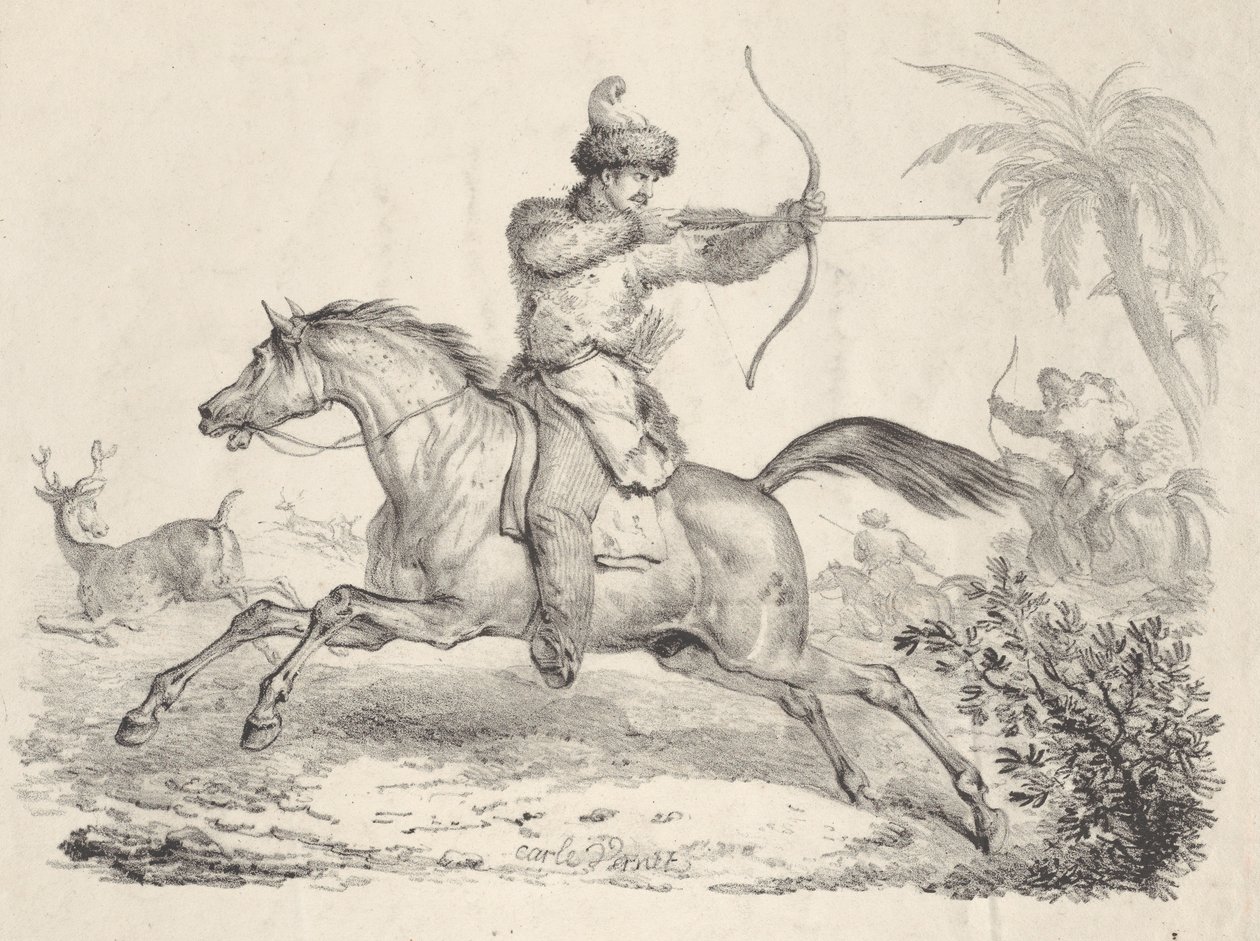 Cosacos a Caballo Cazando Ciervos, 1821-36 de Carle Vernet