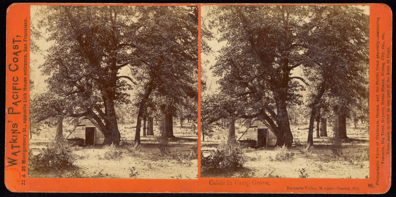 Cabaña en Camp Grove, Valle de Yosemite, Condado de Mariposa, Cal. de Carleton E. Watkins
