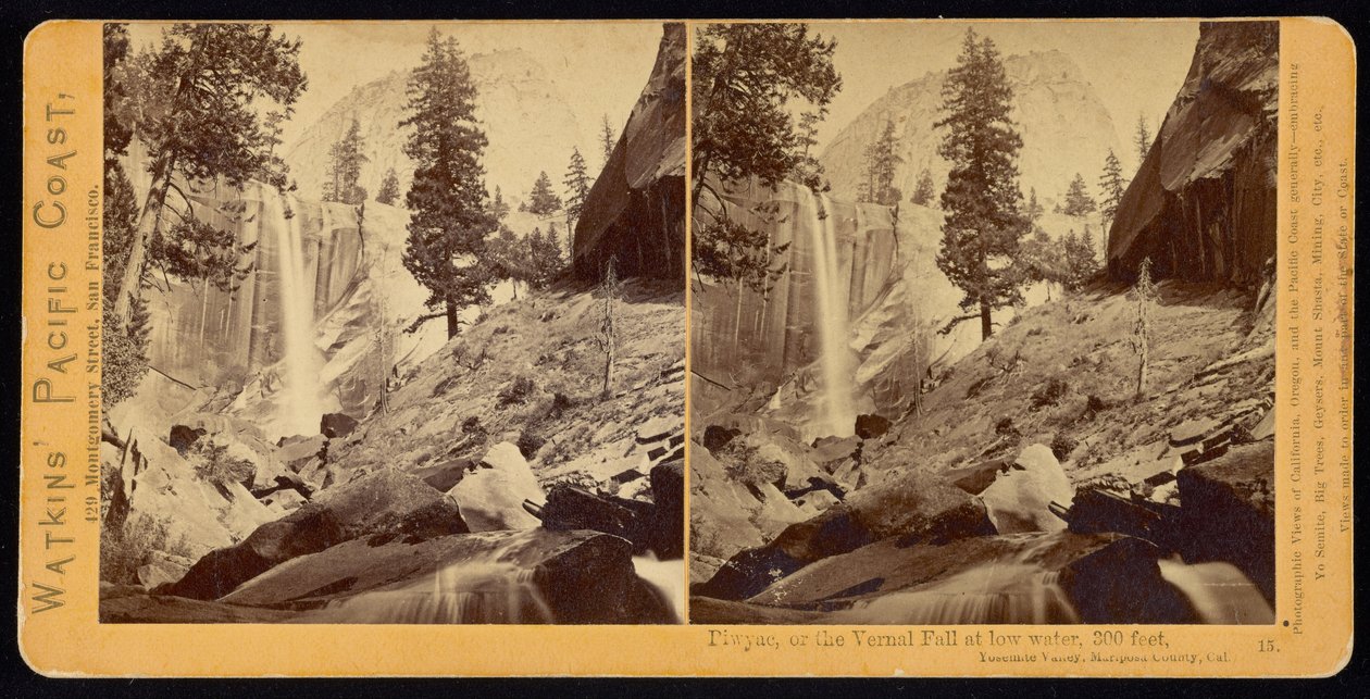 Piwyac, o la Cascada Vernal, 300 pies, Valle de Yosemite, Condado de Mariposa, Cal. de Carleton E. Watkins