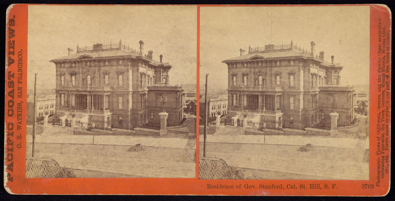 Residencia del Gobernador Stanford, Cal. St. Hill, S.F. de Carleton E. Watkins