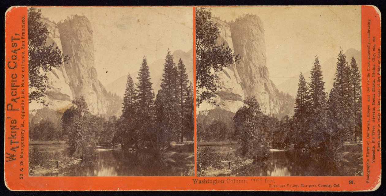 Columna de Washington, 2082 pies, Valle de Yosemite, Condado de Mariposa, California. de Carleton E. Watkins