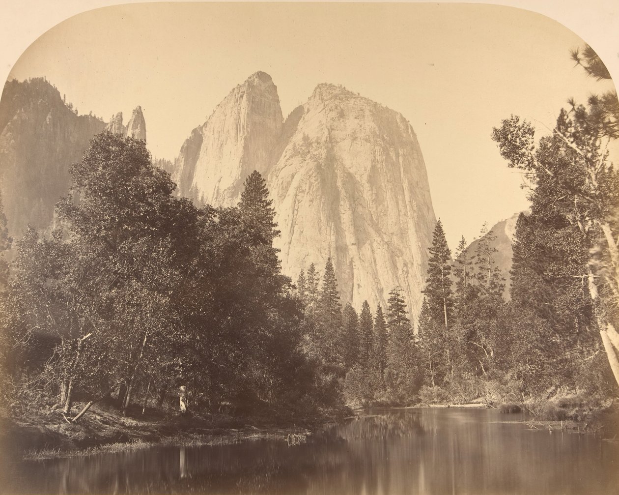 Roca de la Catedral, Vista del río, 1861 de Carleton Emmons Watkins