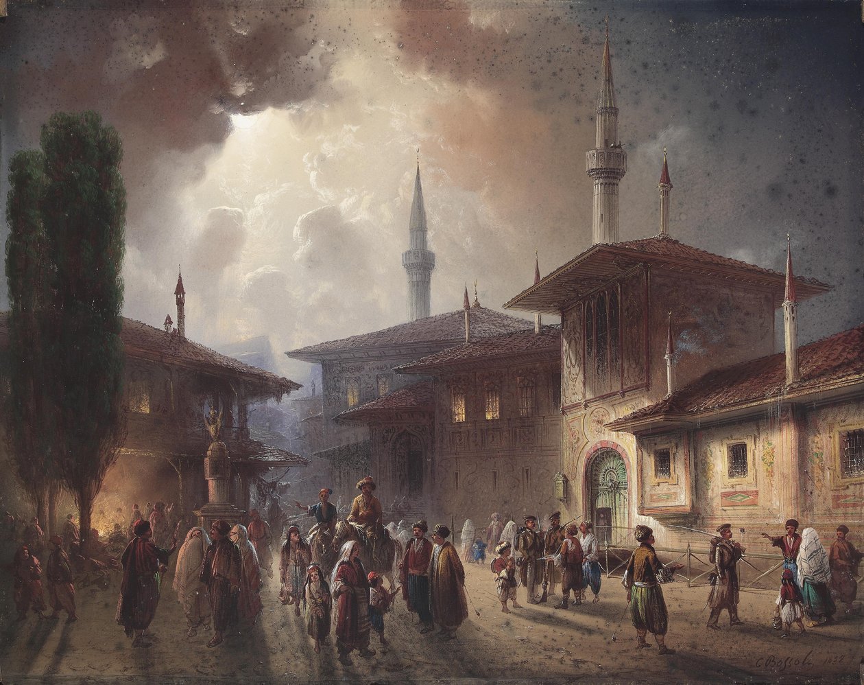 El Palacio de los Khanes de Bakhchisaray, 1857 de Carlo Bossoli