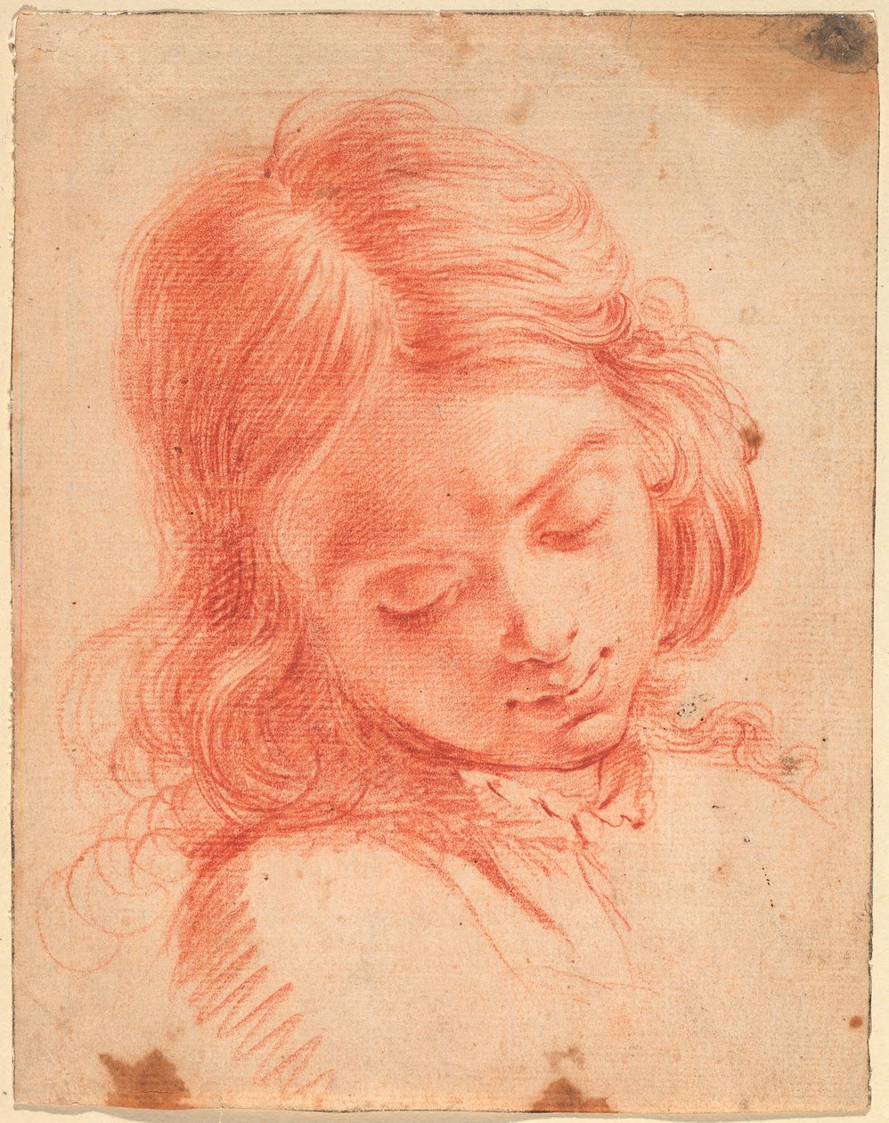 Busto de un niño mirando hacia abajo de Carlo Dolci