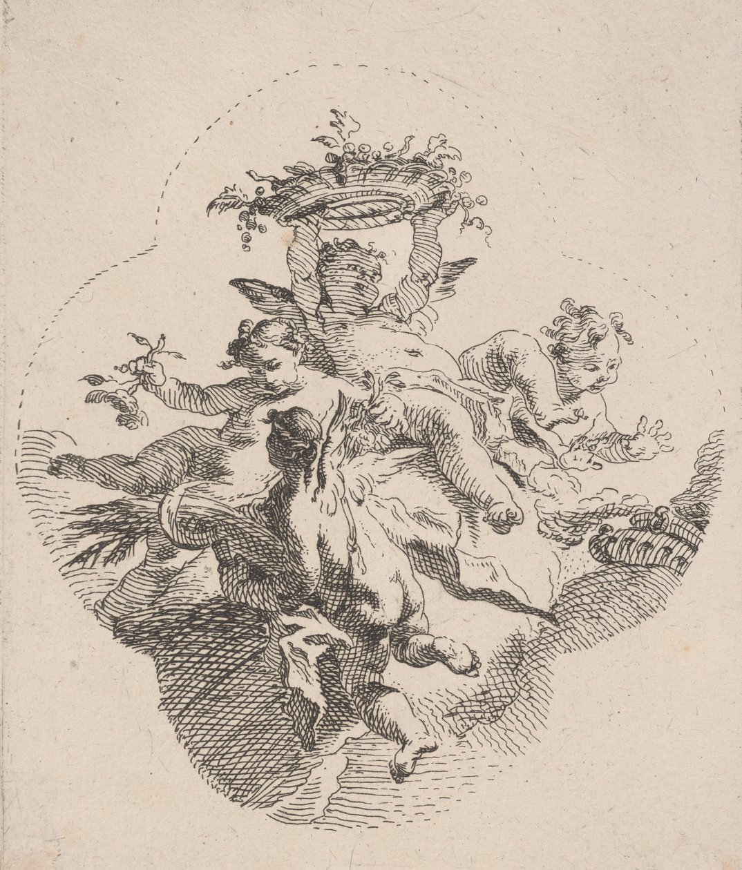 Putti sosteniendo flores, 1725-75 de Carlo Innocenzo Carloni