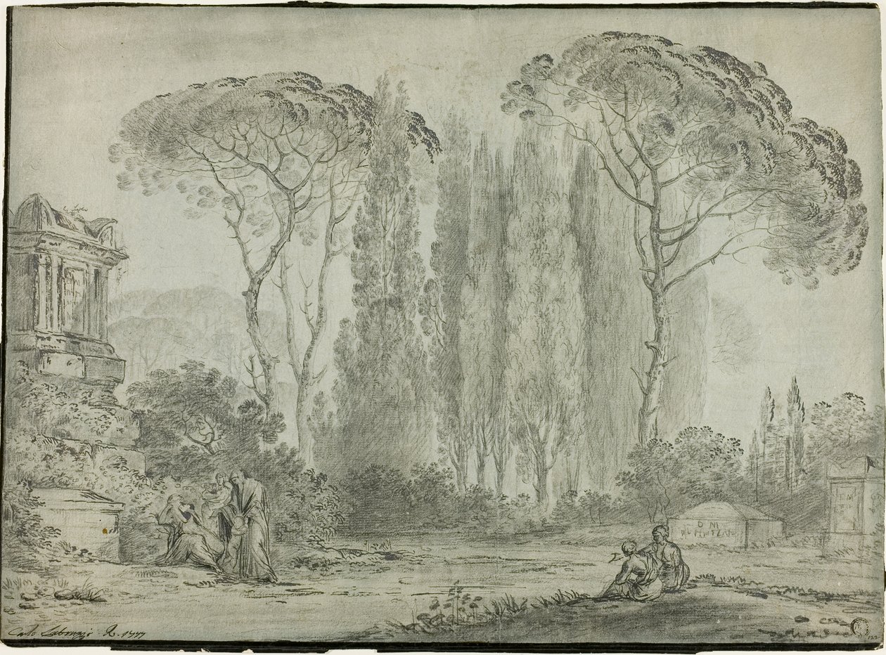 Dolientes en un cementerio de Carlo Labruzzi