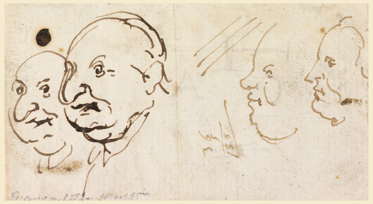 Bocetos de Cuatro Cabezas en Caricatura de Carlo Marchionni