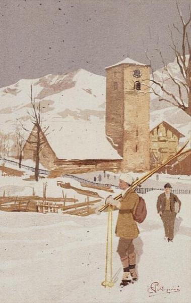 Una vista de Adelboden, Suiza de Carlo Pellegrini
