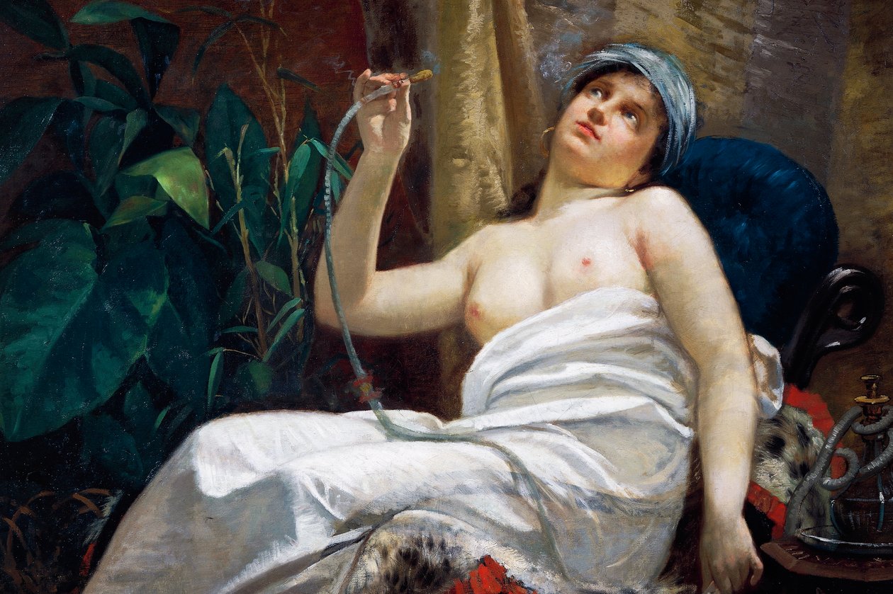 Fumar opio (óleo sobre lienzo) de Carlo Sara