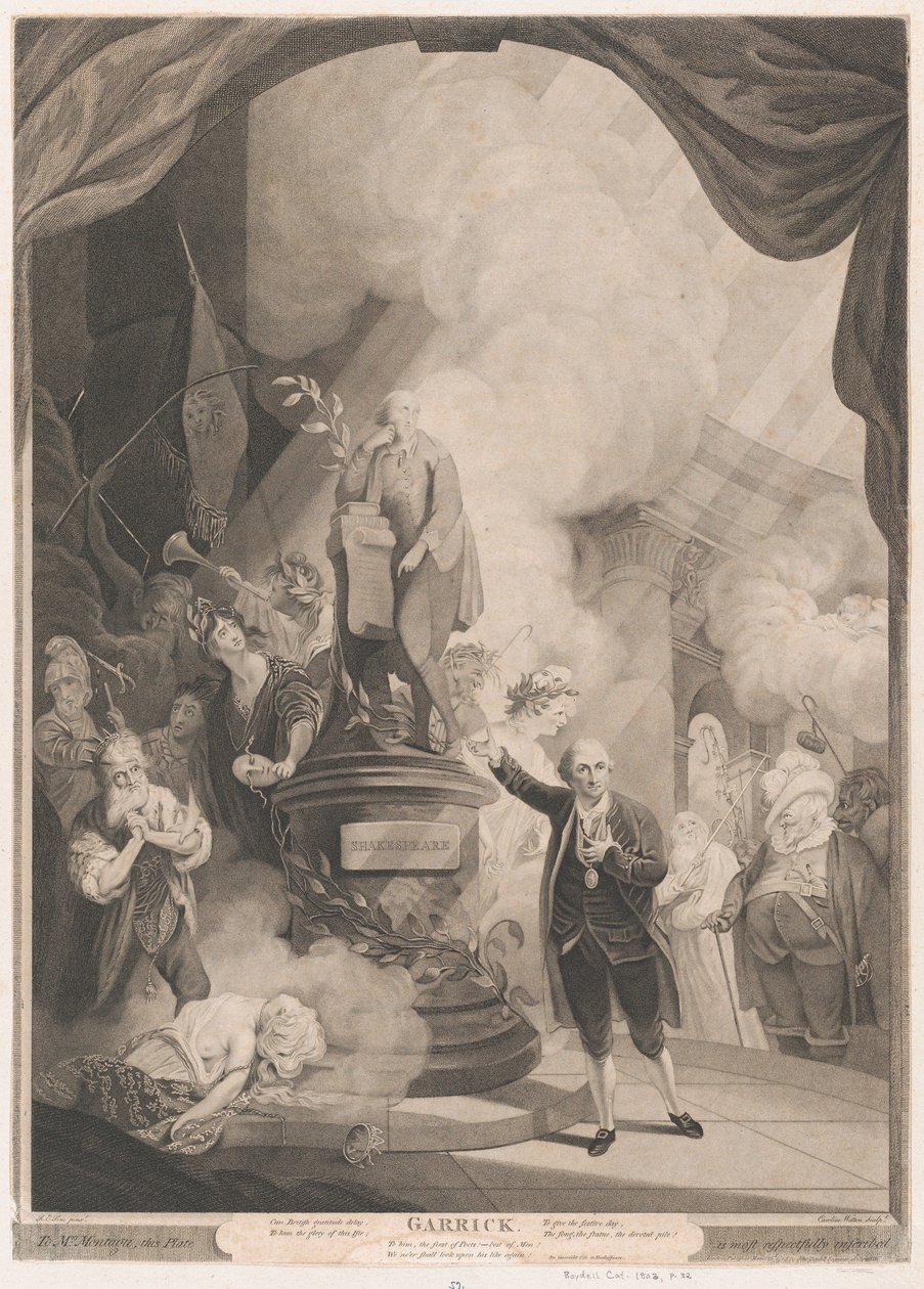 Garrick pronunciando la Oda del Jubileo de Caroline Watson