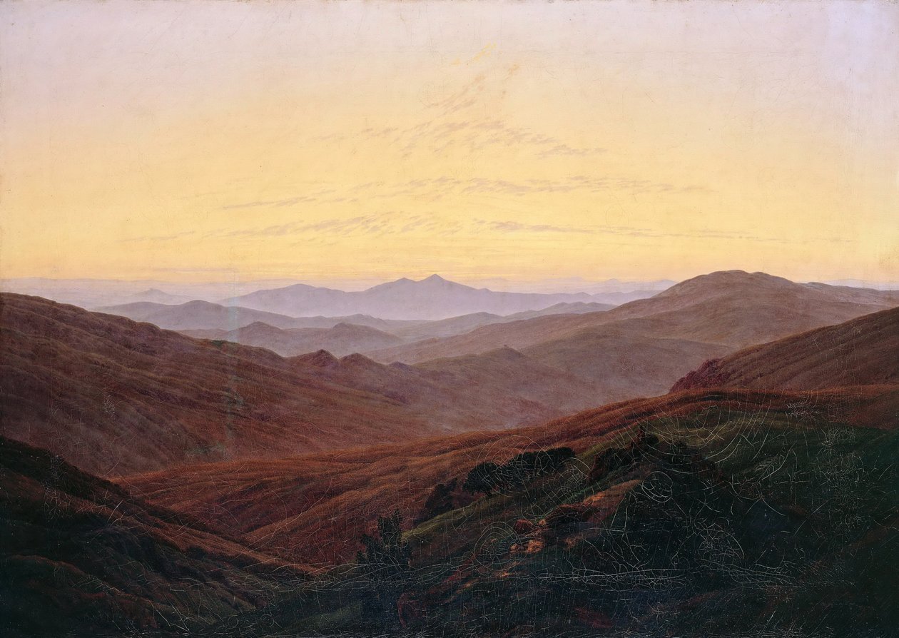 Krkonoše / Antes del amanecer en las montañas de Caspar David Friedrich