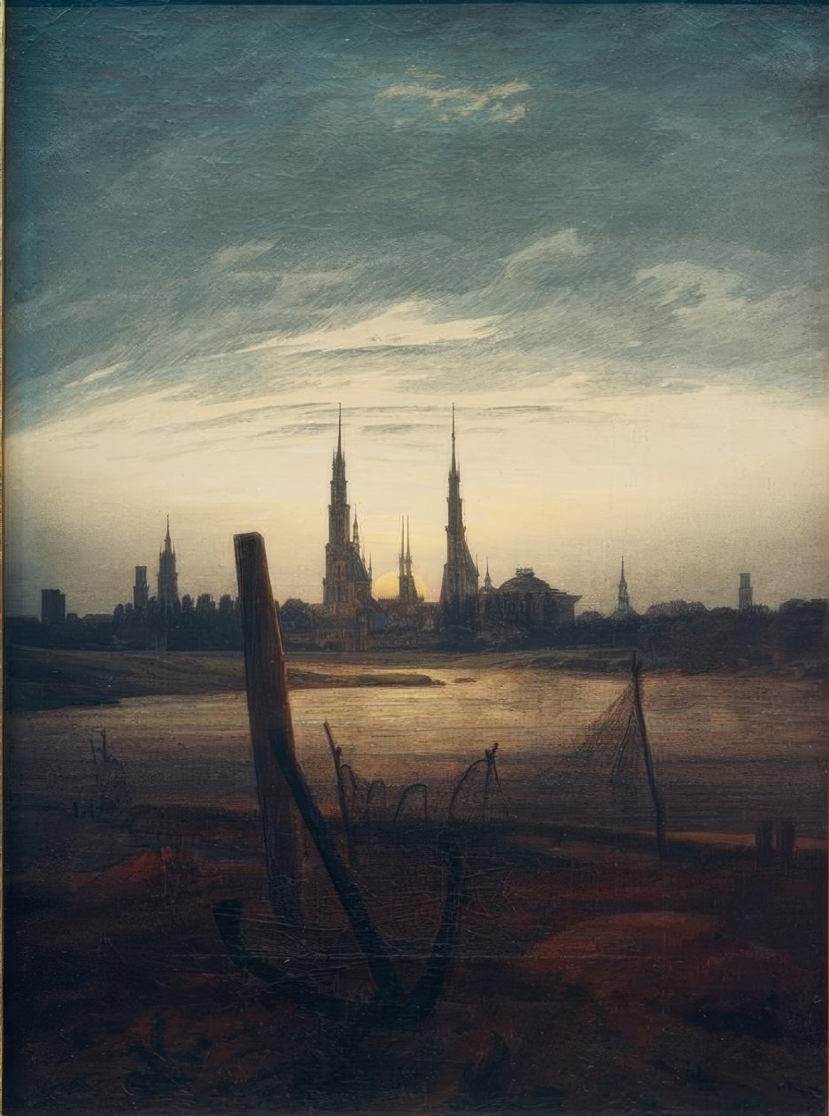 Ciudad al amanecer de Caspar David Friedrich