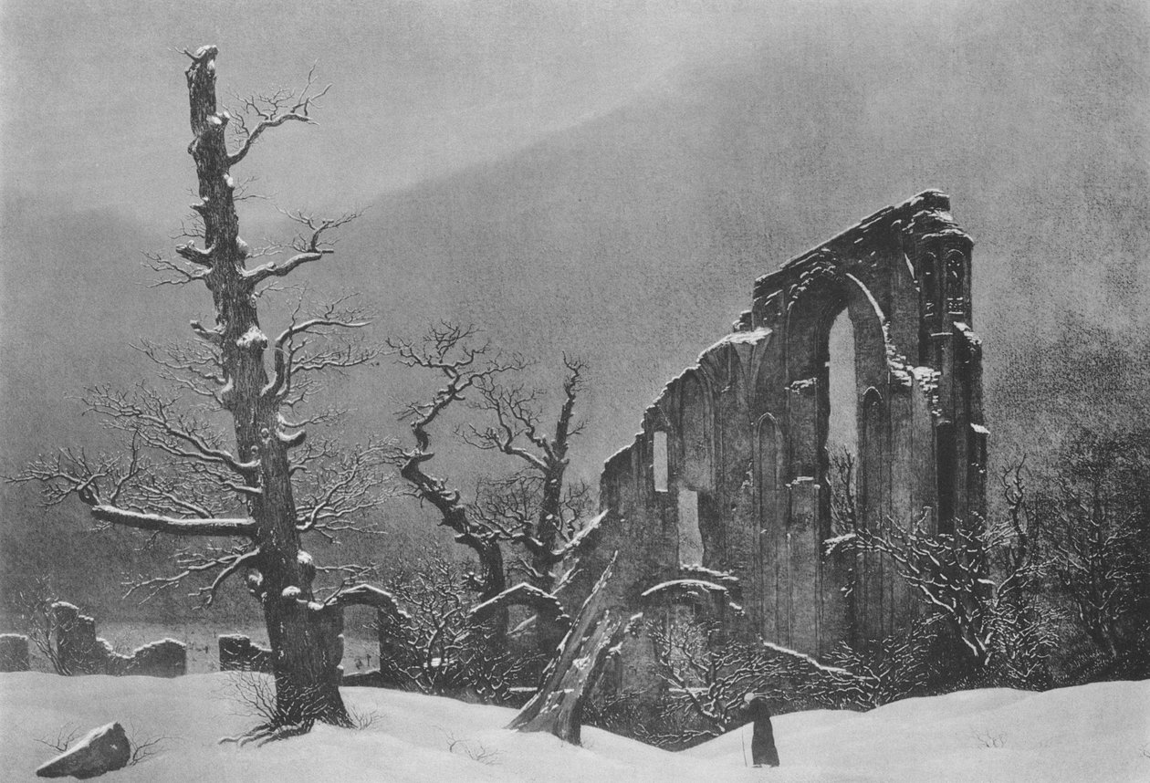 Paisaje invernal con ruinas del monasterio Eldena de Caspar David Friedrich