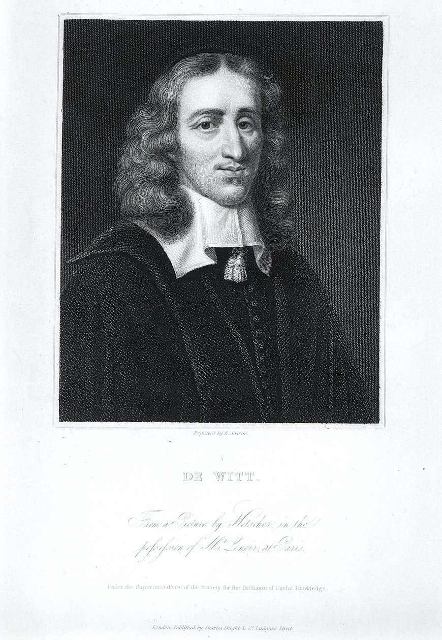 Retrato de Johan de Witt (1625-72), grabado por Edward Scriven (1775-1841) de Caspar Netscher