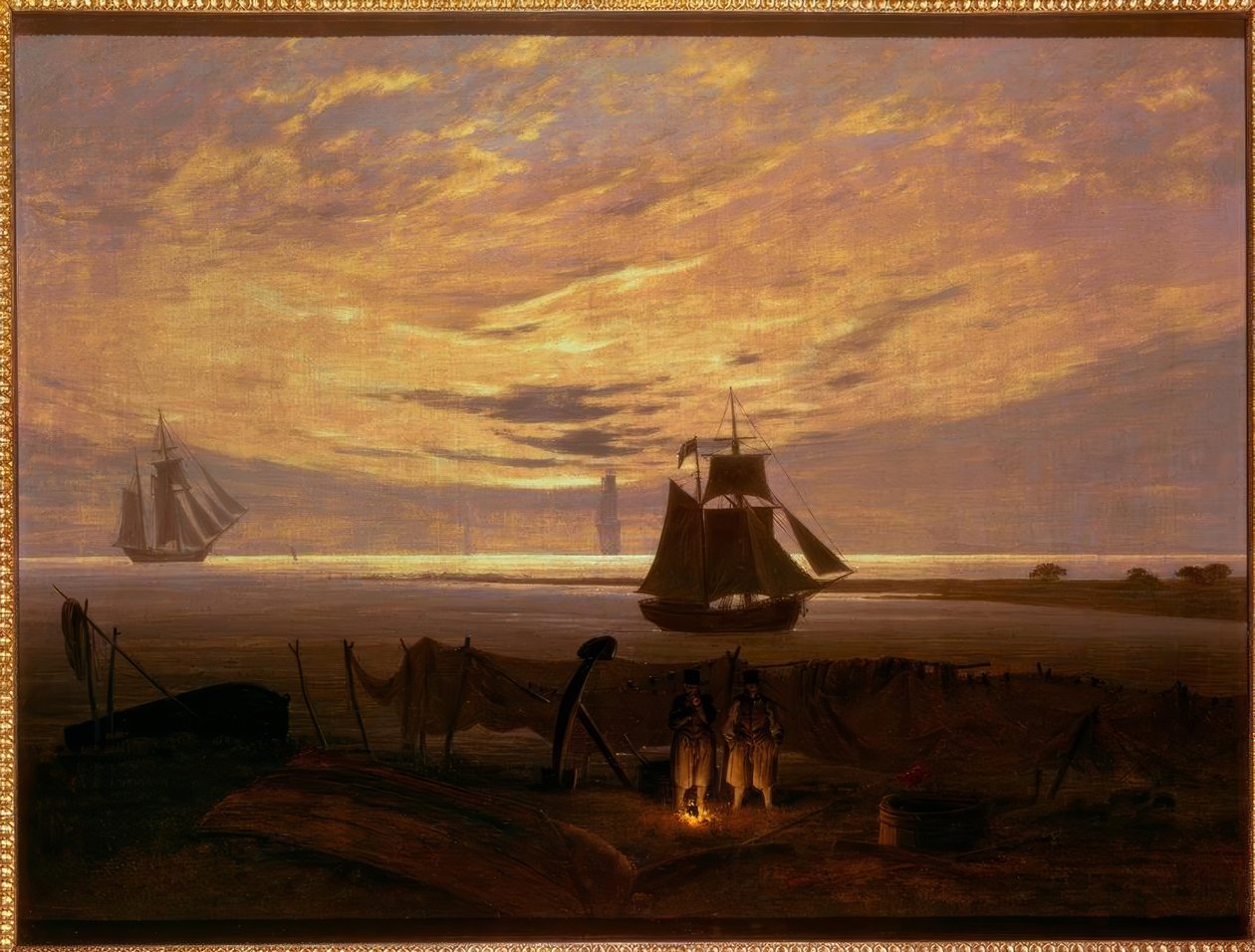 Atardecer en la playa del Báltico de Caspar David Friedrich