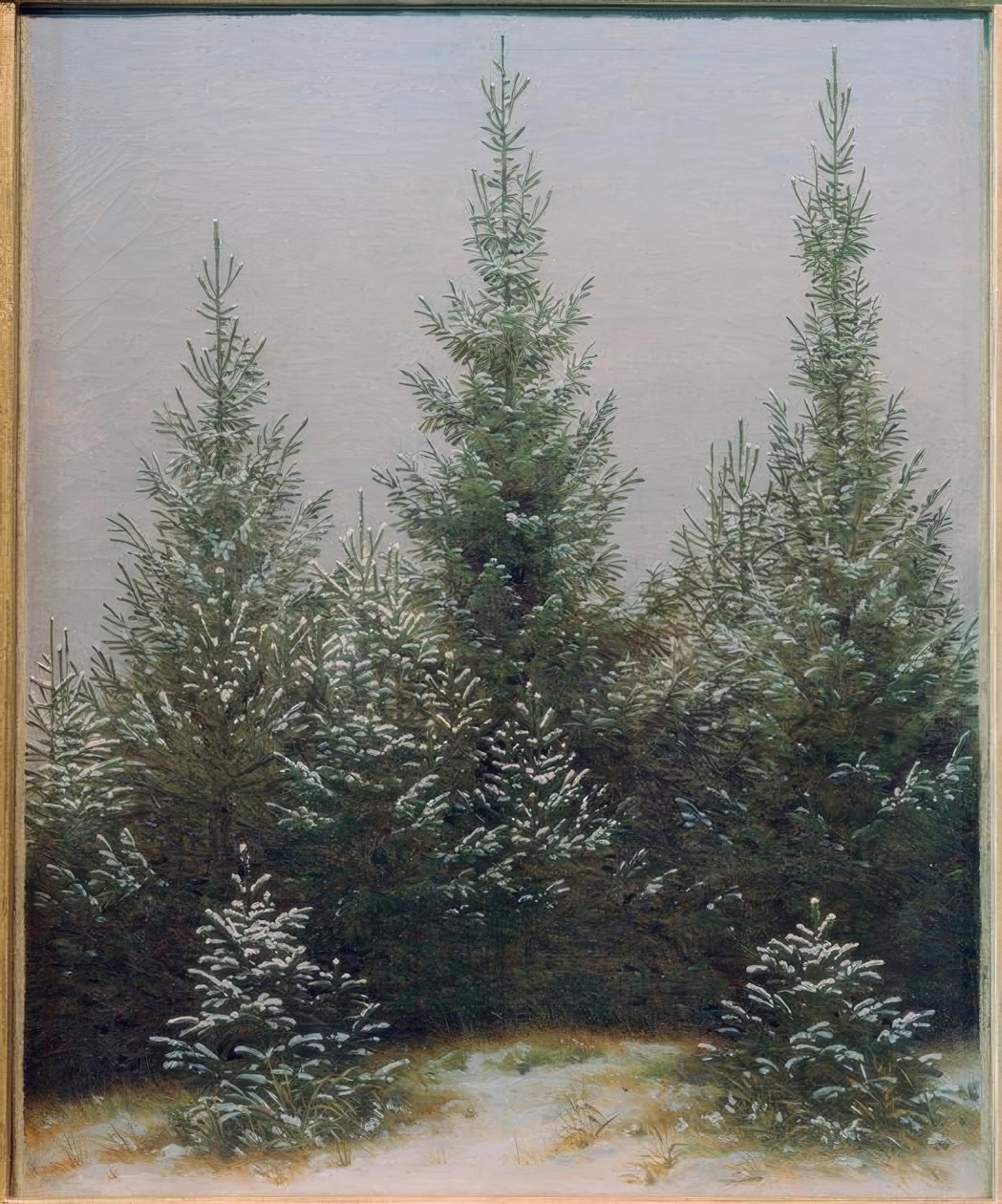 Bosque de abetos en la nieve de Caspar David Friedrich