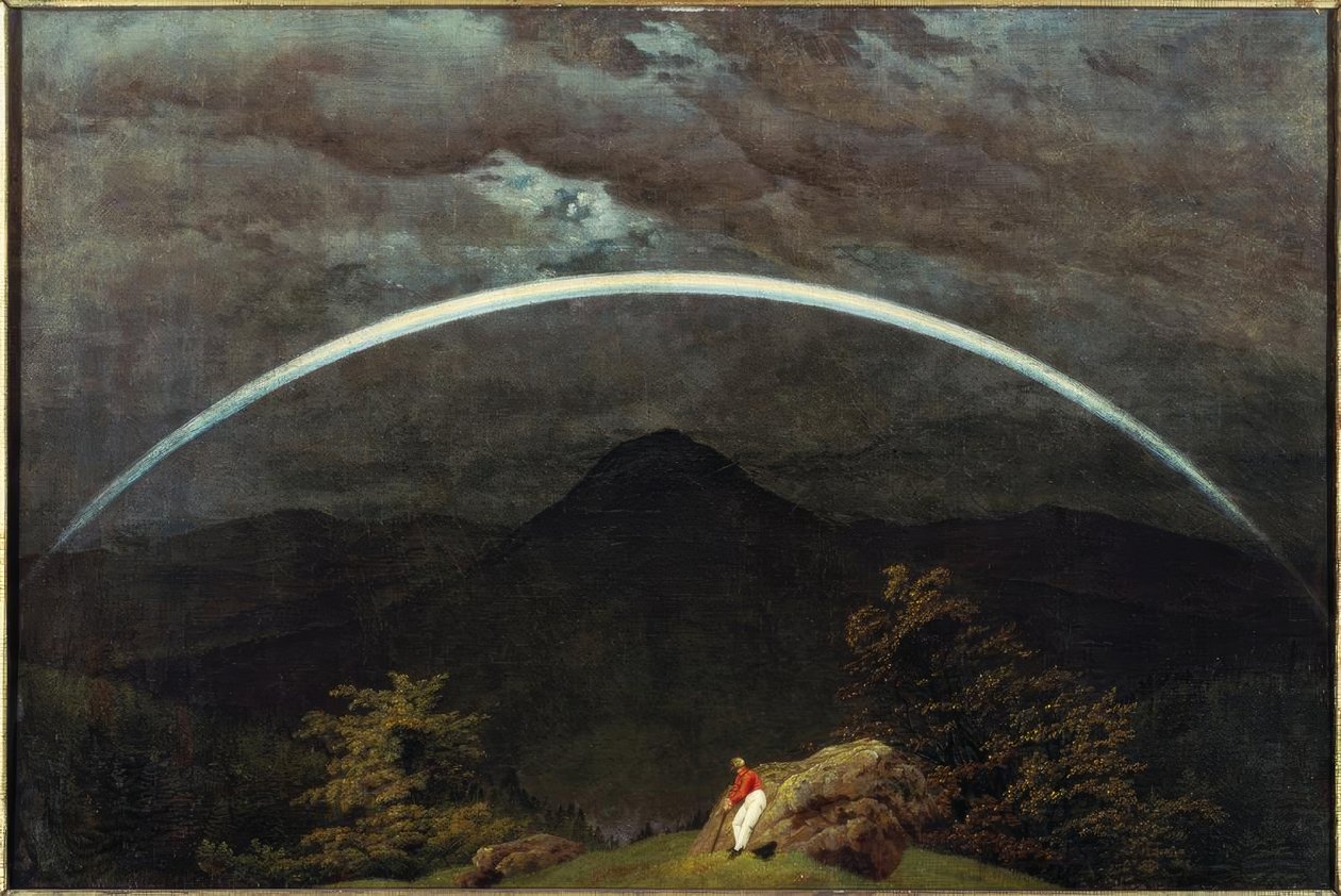 Paisaje montañoso con arco iris de Caspar David Friedrich