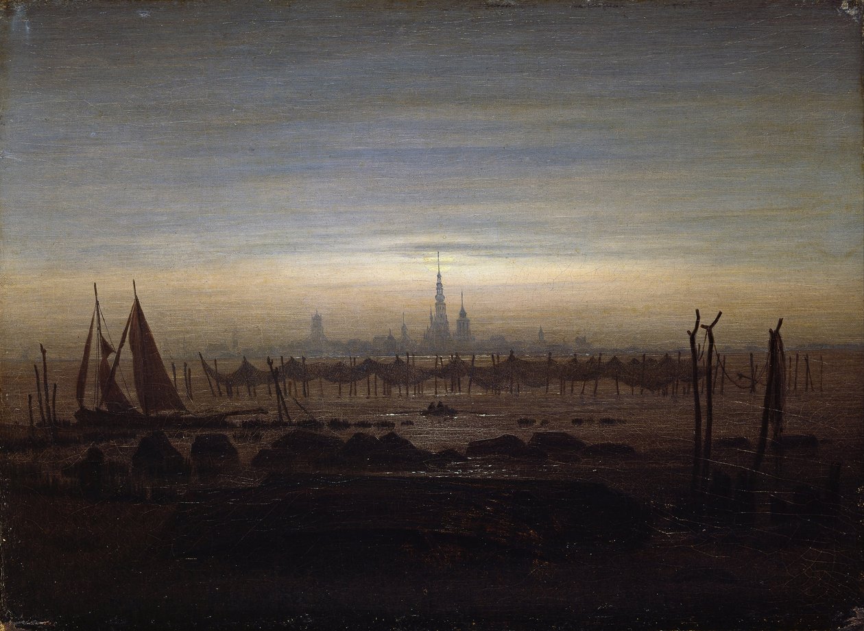 Greifswald a la luz de la luna de Caspar David Friedrich