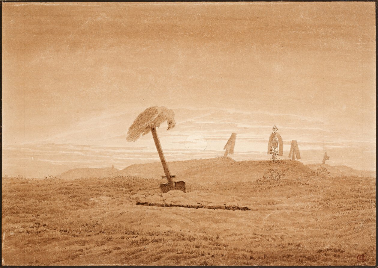 Paisaje con tumbas, ca 1836 de Caspar David Friedrich