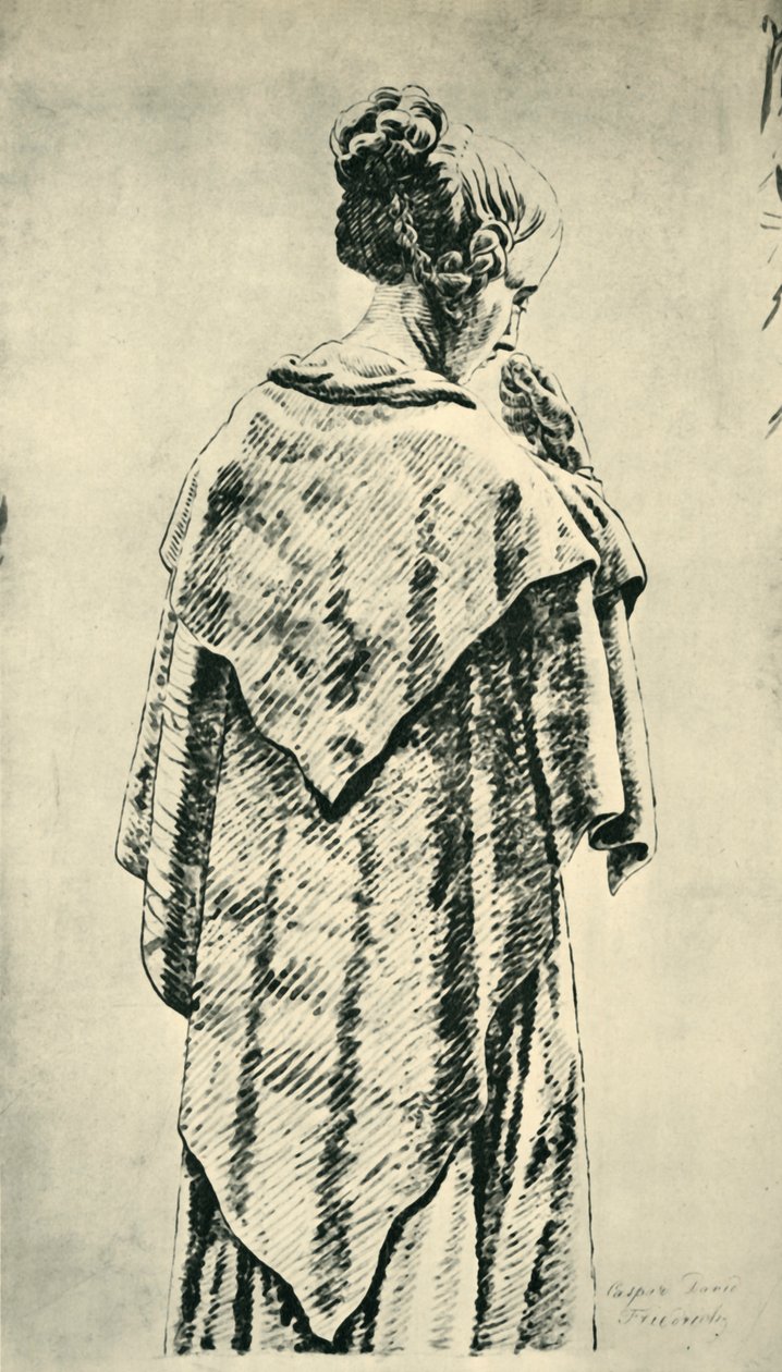 Estudio de una mujer de espaldas de Caspar David Friedrich