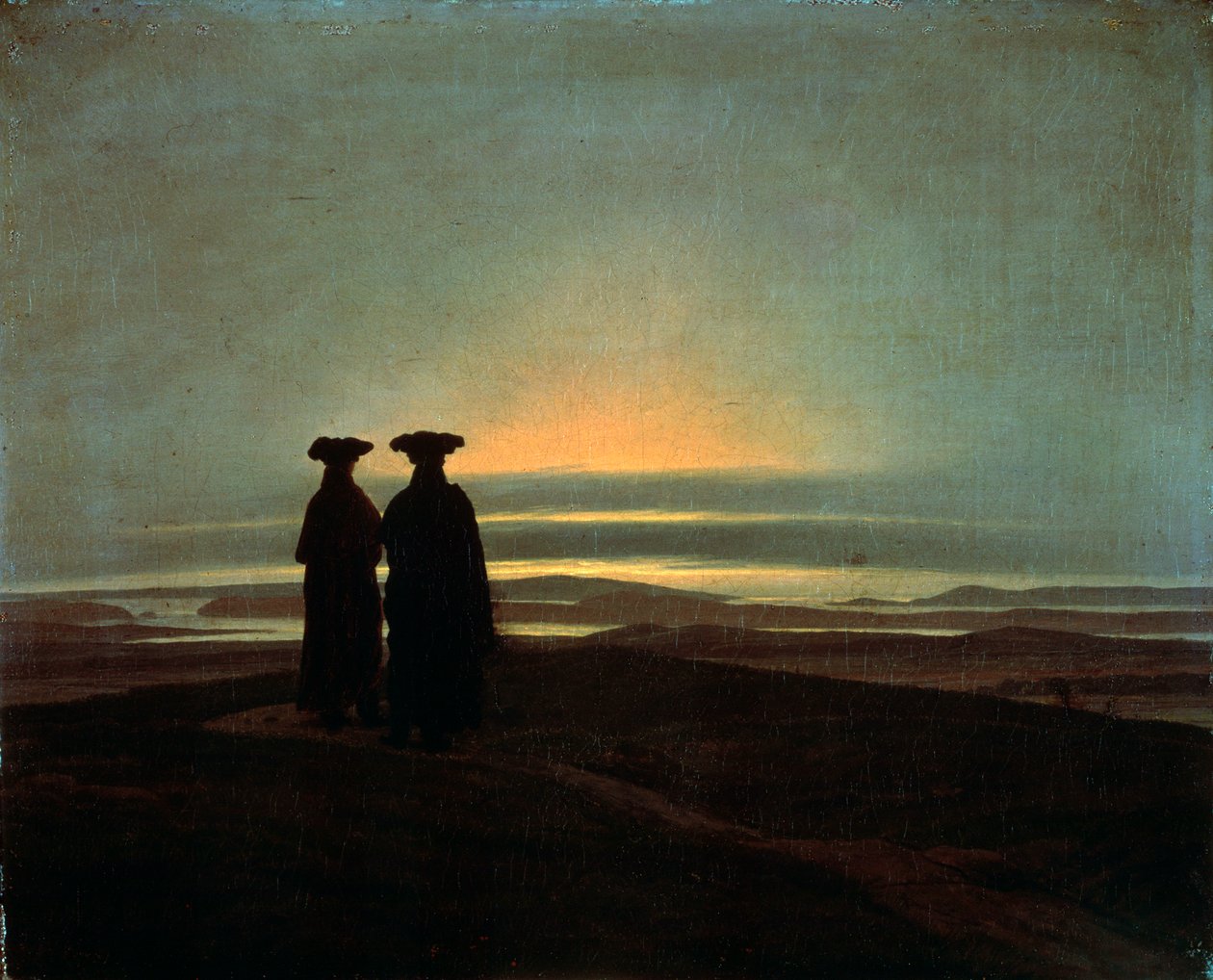Hermanos al atardecer de Caspar David Friedrich