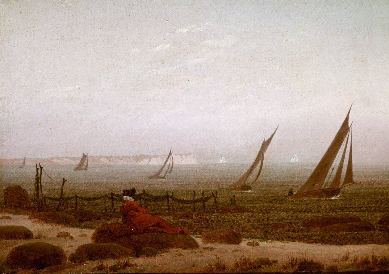 Mujer en la playa de Rügen de Caspar David Friedrich
