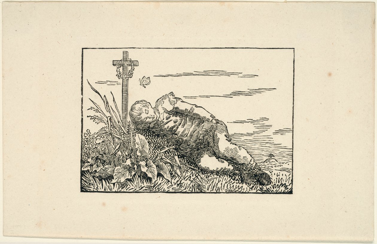 Joven acostado en una tumba de Caspar David Friedrich