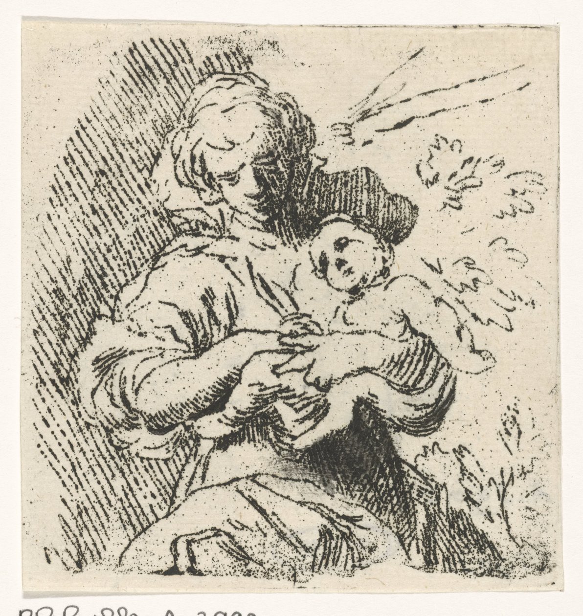 Mujer con niño en brazos de Caspar Jacobsz. Philips