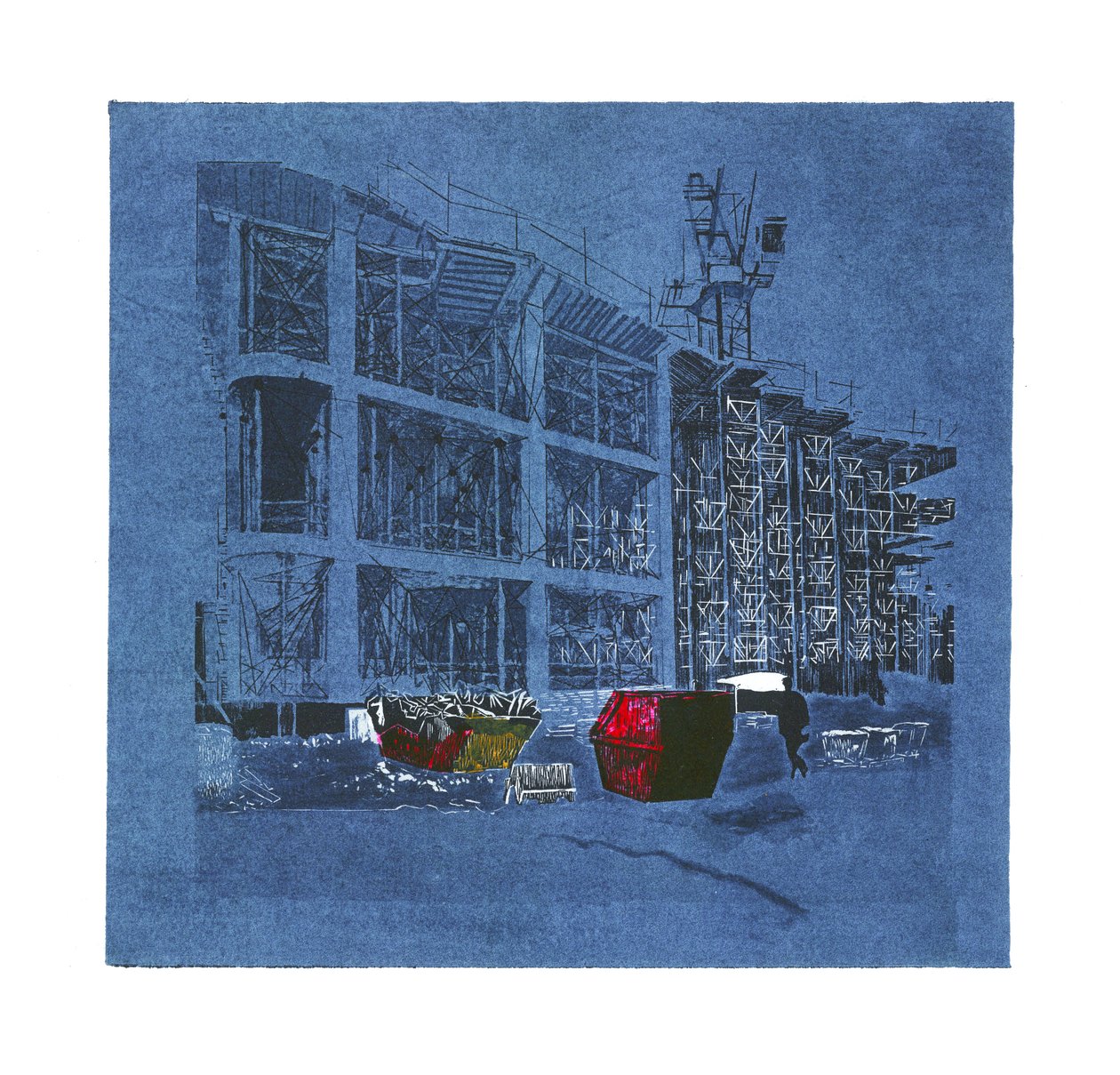 Incubando nuevos negocios, 2015 (linograbado y grabado) de Catherine Sutcliffe Fuller