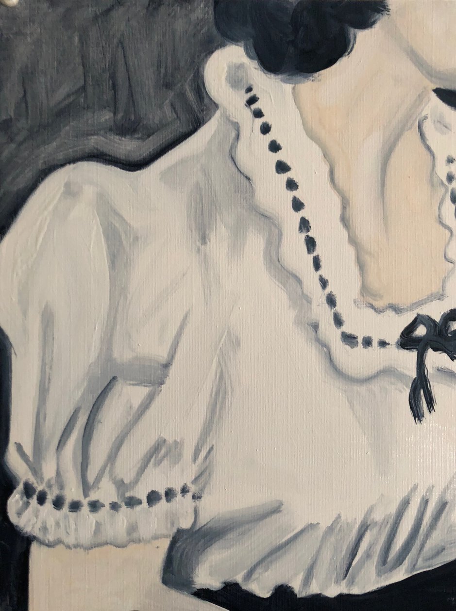 Broderie, 2018 (óleo sobre papel) de Cathy Lomax