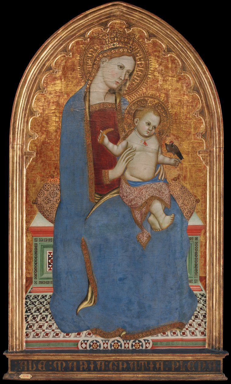 Virgen y Niño jugando con un jilguero y sosteniendo un manojo de mijo de Cecco di Pietro