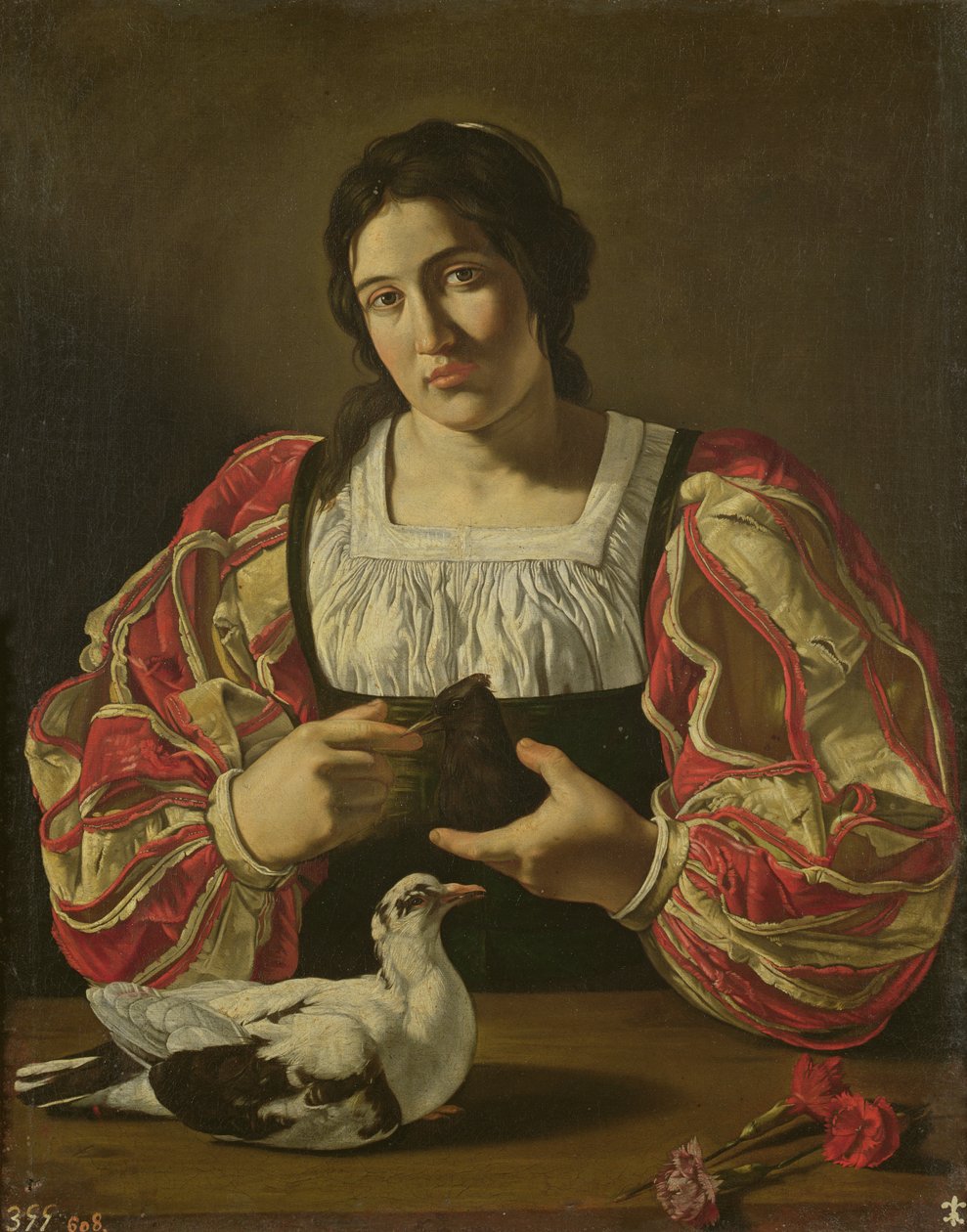 Una mujer con palomas de Cecco de Caravaggio