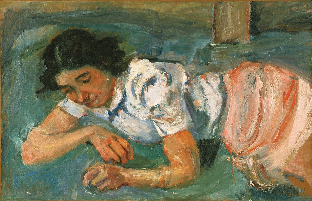 Joven mujer acostada en el césped de Chaim Soutine