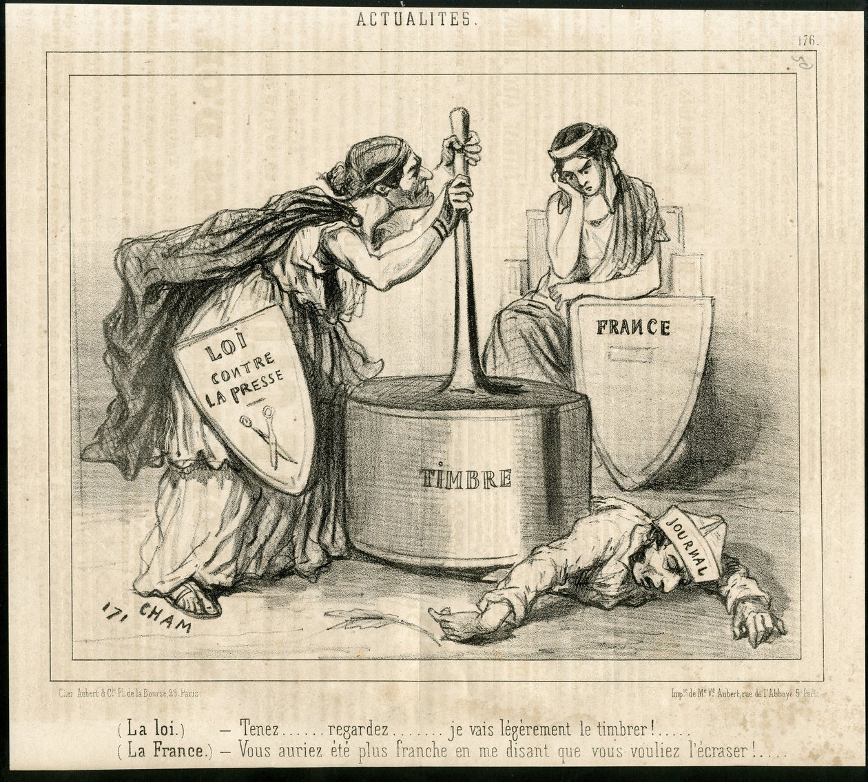 Ilustración de Cham (1819-1879) en Le Charivari de Amédée de Noé