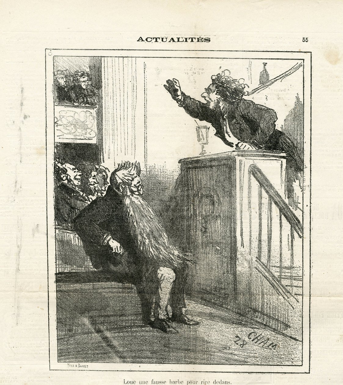 Ilustración de Cham (1819-1879) en Le Charivari de Amédée de Noé