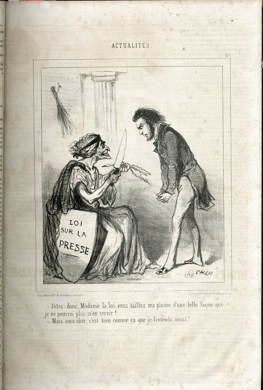 Ilustración de Cham en Le Charivari de Amédée de Noé