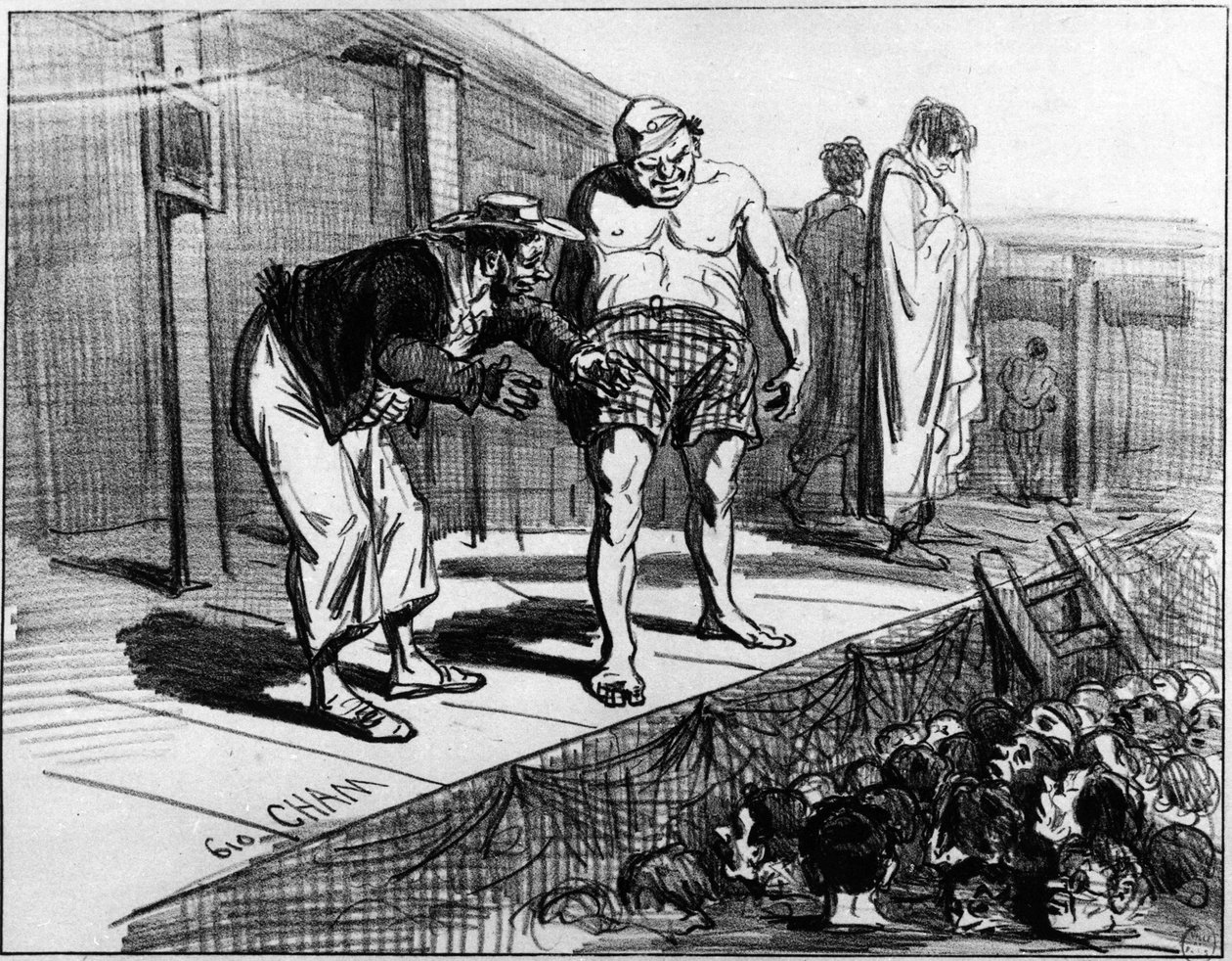 Baños en París; Caricatura de Cham de Amédée de Noé